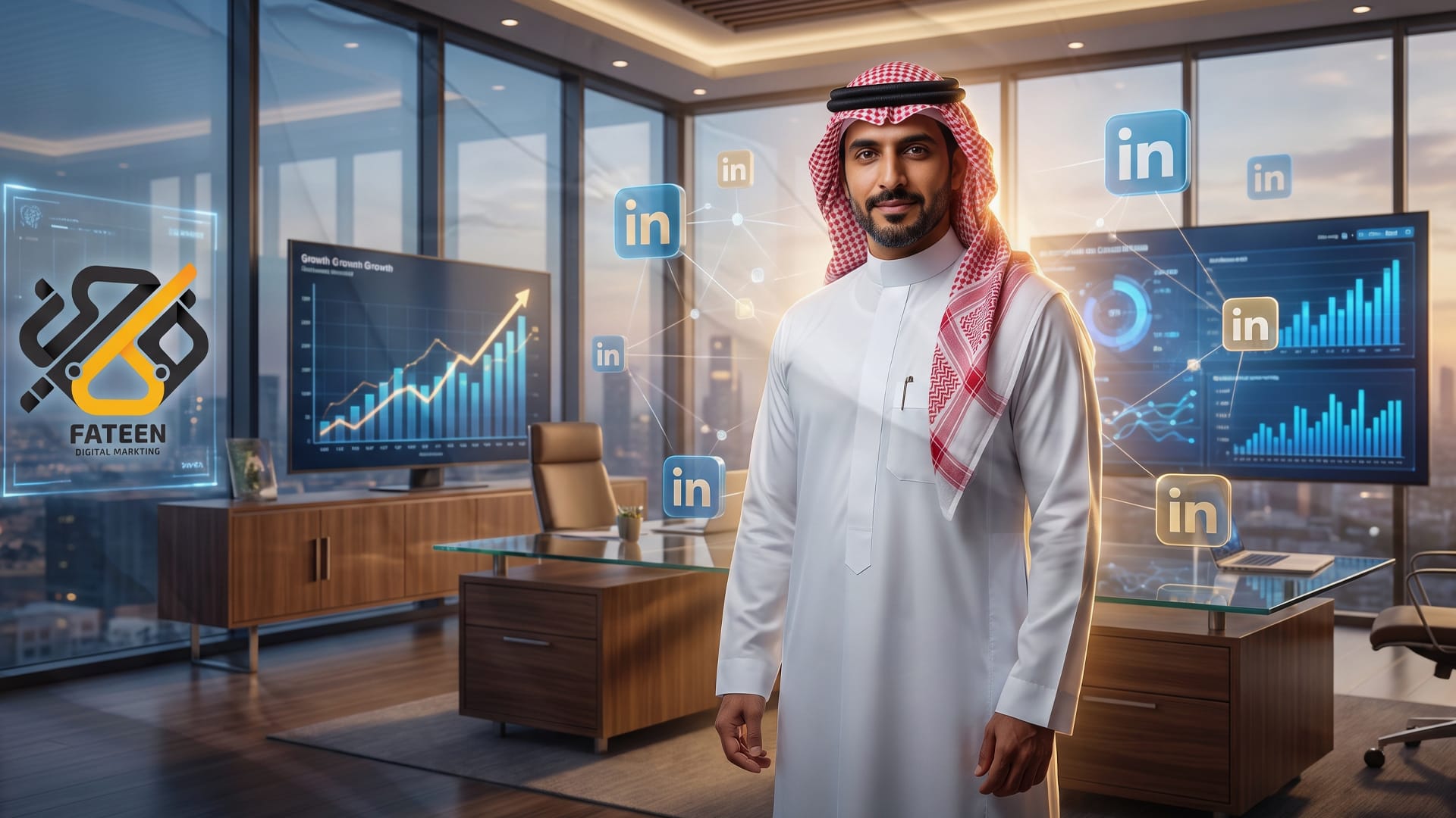بناء البراند الشخصي: هندسة الكاريزما الرقمية لقادة الأعمال في السعودية 1 ورتريه فخم لمدير تنفيذي